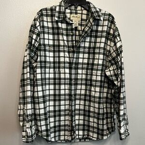 Eddie Bauer Mens Large Forest Green and White Checkered Shirt